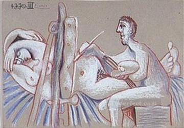 Desnudo Painting - El artista y su modelo 1 1970 Desnudo abstracto